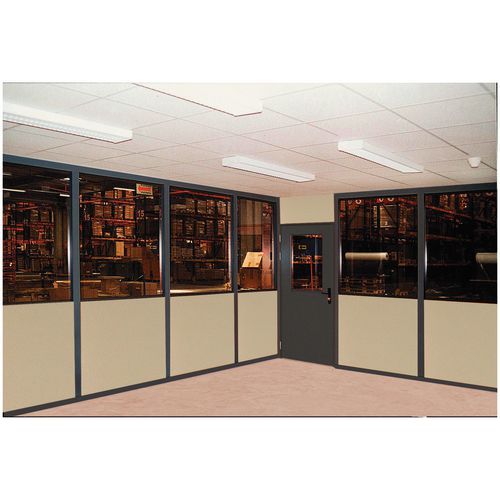 Cloison double paroi mélaminé - Panneau semi-vitré (ép.8 mm) - Hauteur 3 m