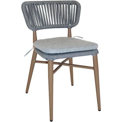Chaise Nordic structure alu - assise et dossier rope - coussin