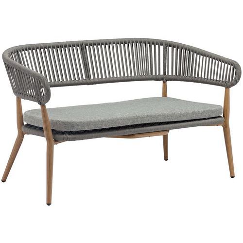 Banquette Nordic structure alu - assise et dossier rope - coussin
