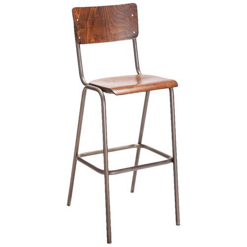 Chaise haute Susy structure métal - assise et dossier bois