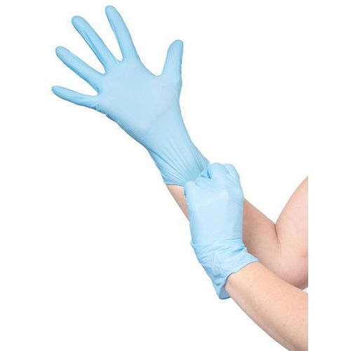 Gants jetables 1131 en nitrile non poudré longue manchette - Wee Safe Gants jetables 1131 en nitrile non poudré longue manchette - Wee Safe