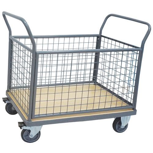 Chariot 4 parois grillagées - Capacité 500 kg - Manutan