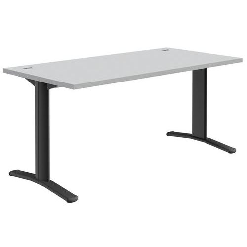 Bureau droit Pure - Gris clair/ gris foncé - Piétements ajustables
