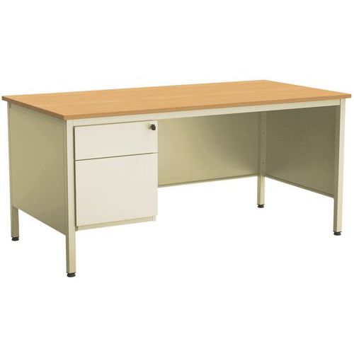 Bureau droit Confort 2 - Avec 1 caisson - Mérisier Bureau droit Confort 2 - Avec 1 caisson - Mérisier