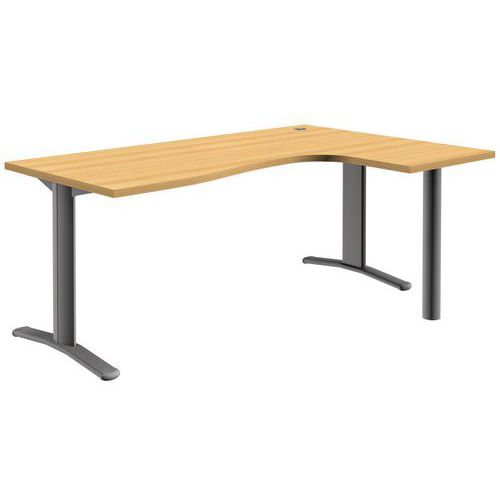 Bureau compact Pure - Hêtre/gris aluminium - Piétements ajustables Bureau compact Pure - Hêtre/gris aluminium - Piétements ajustables