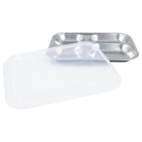 Lot de 6 plateaux inox 4 compartiments couv. polypropylène Plastorex