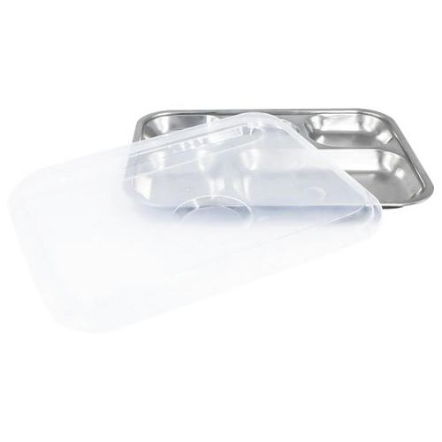 Lot de 6 plateaux inox 5 compartiments couv. polypropylène Plastorex