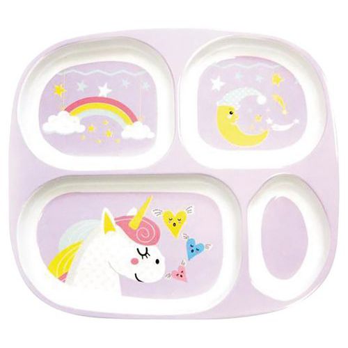 Lot de 4 plateaux 4 compartiments 24 x 21,5 Licorne mélamine Plastorex