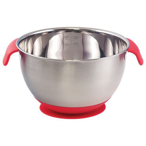 Lot de 3 saladiers inox avec poignées et ventouse Plastorex