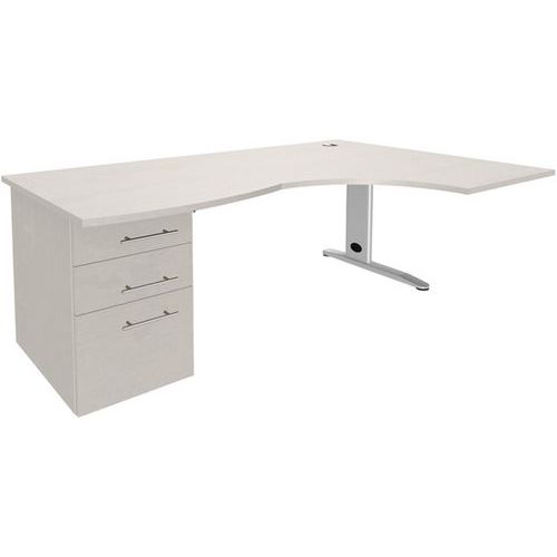 Bureau asymétrique Quatuor 180cm avec pied en L et caisson - Manutan Expert
