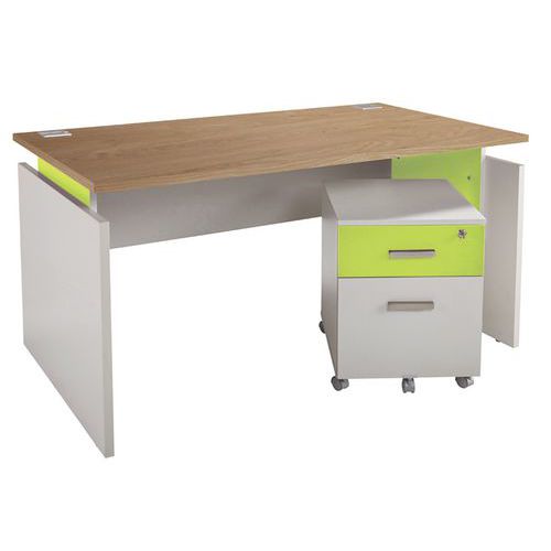 Bureau droit largeur 120 cm en chêne avec caisson mobile Linéo