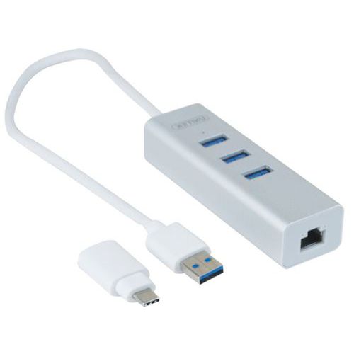 Adaptateur USB 3.0 metal Gigabit, HUB et Convertisseur USB