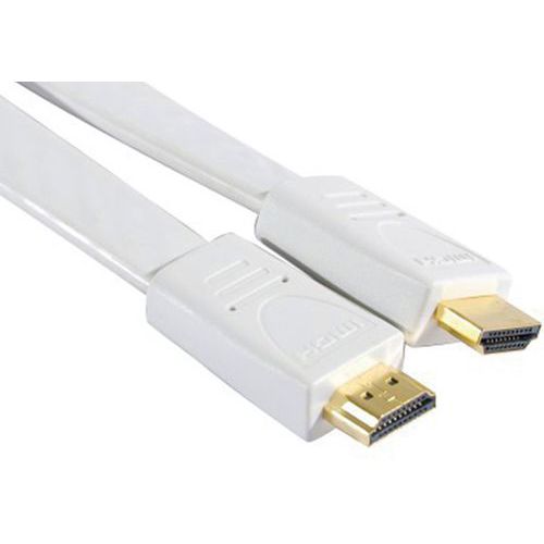 Cordon HDMI haute vitesse plat blanc - 3m