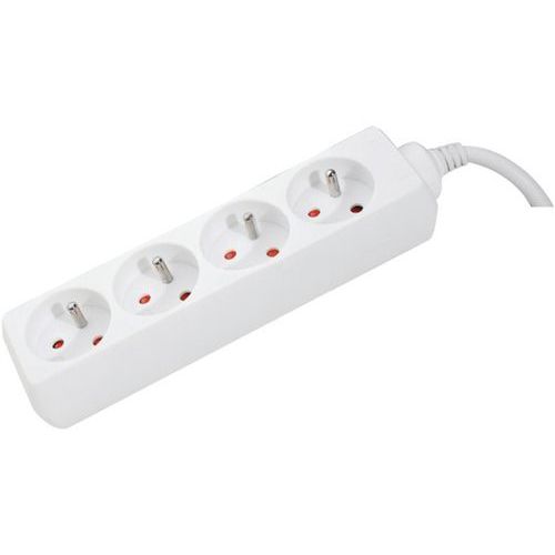 Multiprise blanche 4 prises sans interrupteur - 4 m - Dexlan Multiprise blanche 4 prises sans interrupteur - 4 m - Dexlan