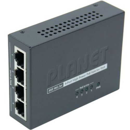 Mini injecteur 4 ports poe 802,3at 120W Mini injecteur 4 ports poe 802,3at 120W