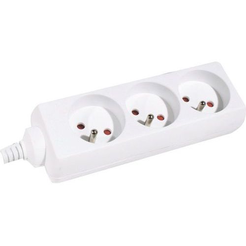 Multiprise 3 prises sans interrupteur blanche - 1,5 m