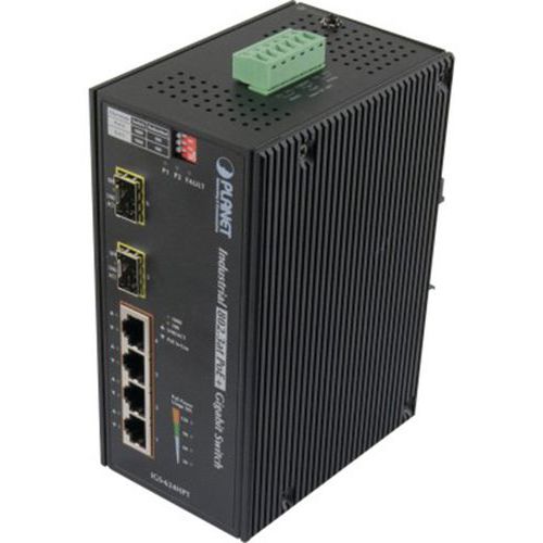 Switch industriel 4P Gigabit PoE+ avec  2 SFP 1G/100FX