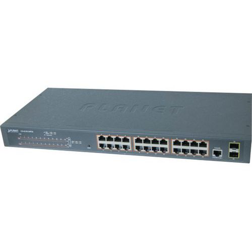 Switch Niv2 24P Gigabit PoE+ 300W et 2 ports SFP