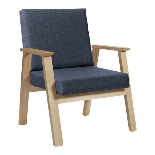 Fauteuil Cadéo hêtre naturel tissu polyester Sunset Creation