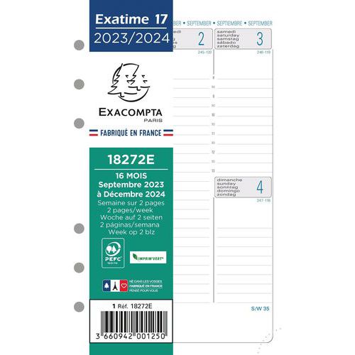 Recharge Exatime 17 semaines - 2 pages à la vertical - Exacompta Recharge Exatime 17 semaines - 2 pages à la vertical - Exacompta