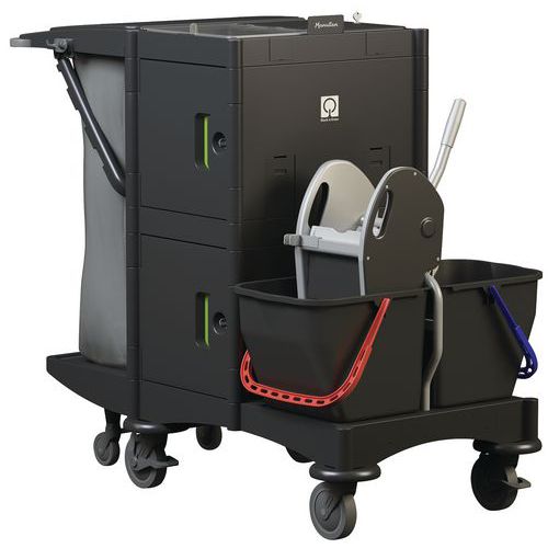 Chariot de ménage et de lavage avec compartiments - Manutan Chariot de ménage et de lavage avec compartiments - Manutan