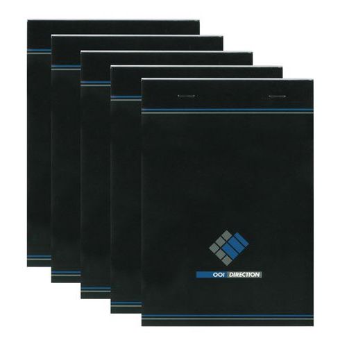Bloc de bureau agrafé 001 Direction  A5 - 200 pages - 70 g - Petits carrreaux - Lot de 5