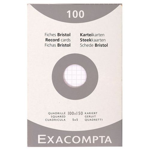 Étui de 100 fiches quadrillé 5x5 non perforé 100x150mm