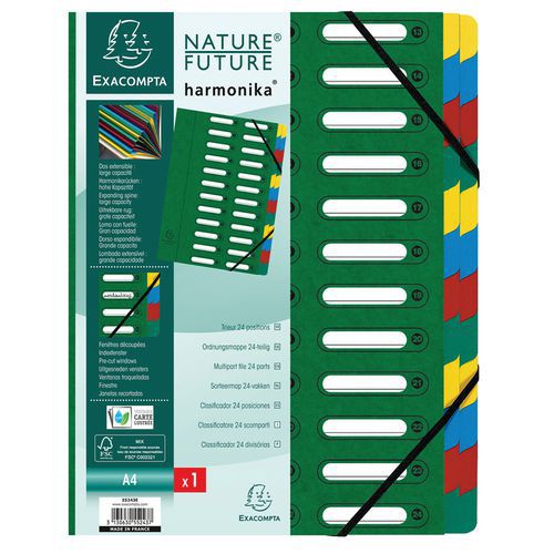 Trieur harmonika® à fenêtres avec élastique 24 compartiments Trieur harmonika® à fenêtres avec élastique 24 compartiments