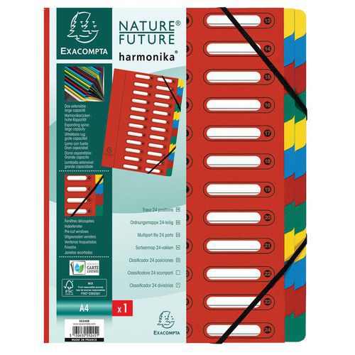 Trieur harmonika® à fenêtres avec élastique 24 compartiments Trieur harmonika® à fenêtres avec élastique 24 compartiments