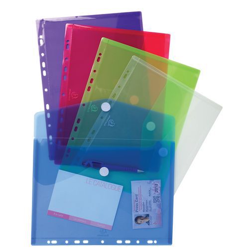 Sachet de 5 pochettes-enveloppes perforées polypropylène A4