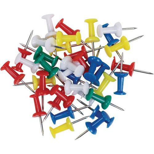 Punaises coloris assortis - Boîte de 100 - Manutan