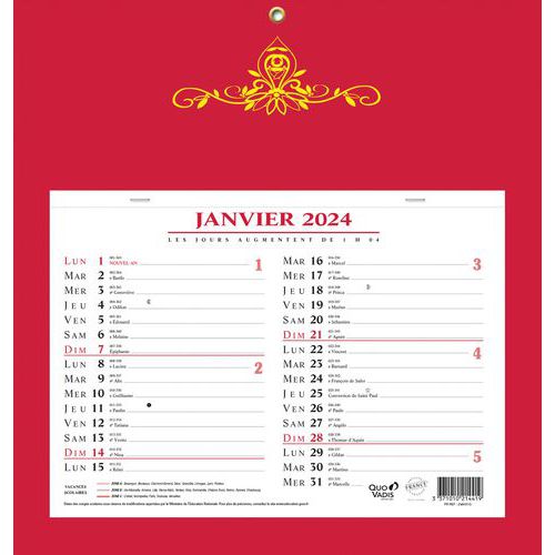 Calendrier Skytos  bloc mensuel - Année 2024 - Quo Vadis