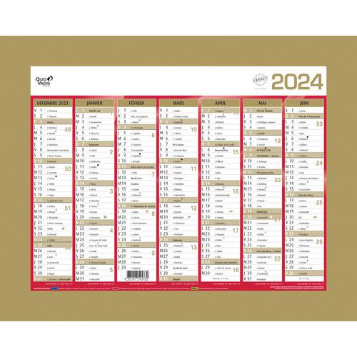 Calendrier banque or  - Année 2024 - Quo Vadis