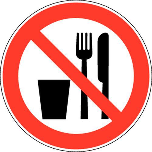 Panneau d'interdiction - Interdit de manger et boire - Adhésif