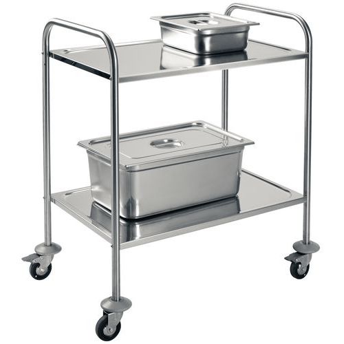 Chariot inox - 2 plateaux - Force 60 kg