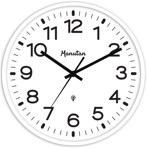 Horloge analogique murale radio-pilotée Ø 30 cm - Manutan Expert