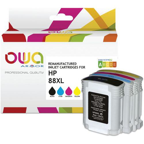 Cartouches d'encre remanufacturées HP 88XL - 4 couleurs - Owa
