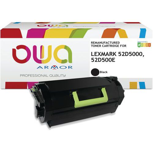 Toner remanufacturé Lexmark 52D5000 - Lexmark 52D500E - Noir - Owa