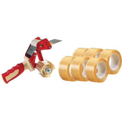 Rouleaux adhésifs PVC + 1 dévidoir ergonomique - Manutan Expert