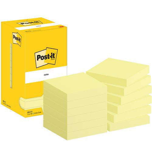 Notes Post-it® 76 x 76 mm 12 blocs jaune - Post-it®