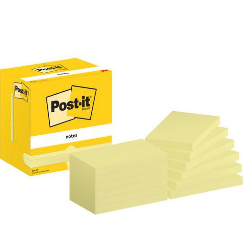 Notes Post-it® 76 x 127 mm 12 blocs jaune - Post-it®