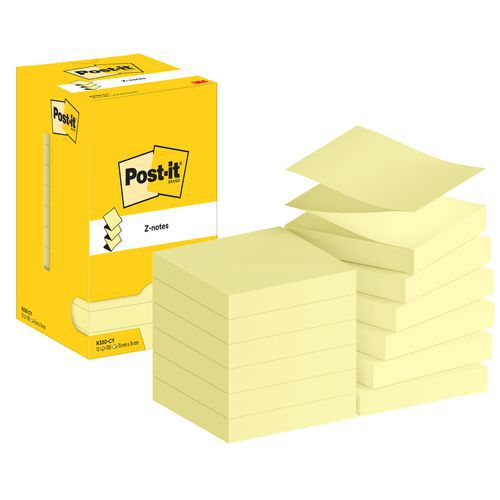 Z-Notes Post-it® 76 x 76 mm 12 blocs jaune - Post-it®