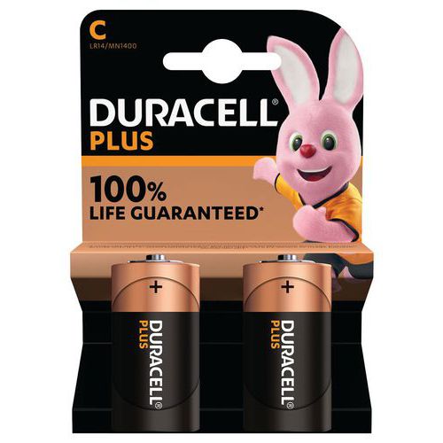 Pile Alcaline C Plus 100 % - 2 unités - Duracell