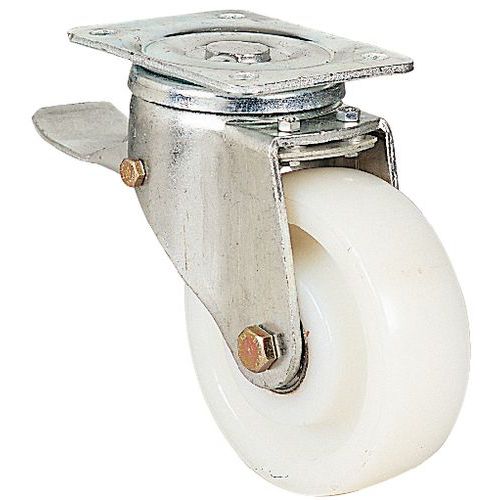 Roulette pivotante à platine avec frein - Charge 300 à 900 kg