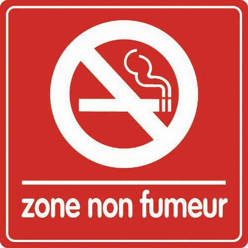 Plaque de signalisation - Zone non fumeur - 9X9cm