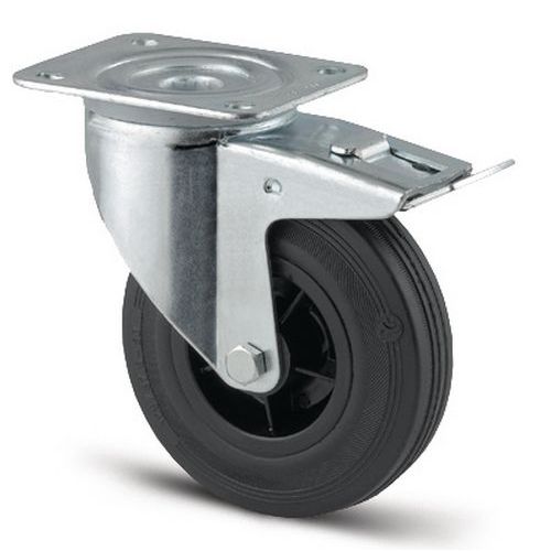 Roulette pivotante à platine et frein - Force 70 à 295 kg