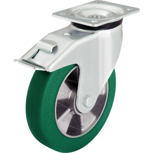 Roulette pivotante à platine avec frein - Charge 250 à 600 kg