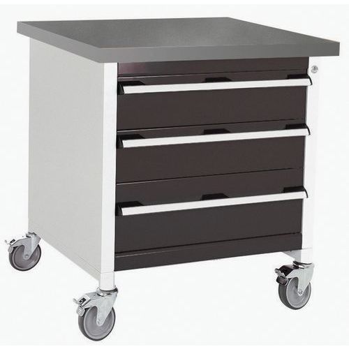 Etabli roulant monobloc Cubio - plateau linoléum et tiroirs - Bott