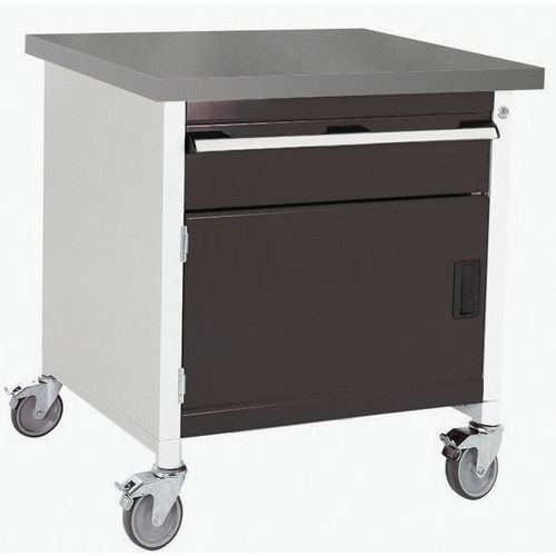 Etabli roulant monobloc Cubio - plateau linoléum 1 porte et tiroir - Bott
