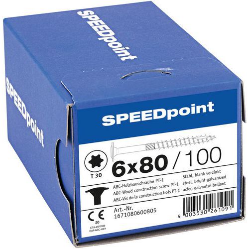 Boite de 200 vis tête disque à bois TX Ø 6 mm - SpeedPoint